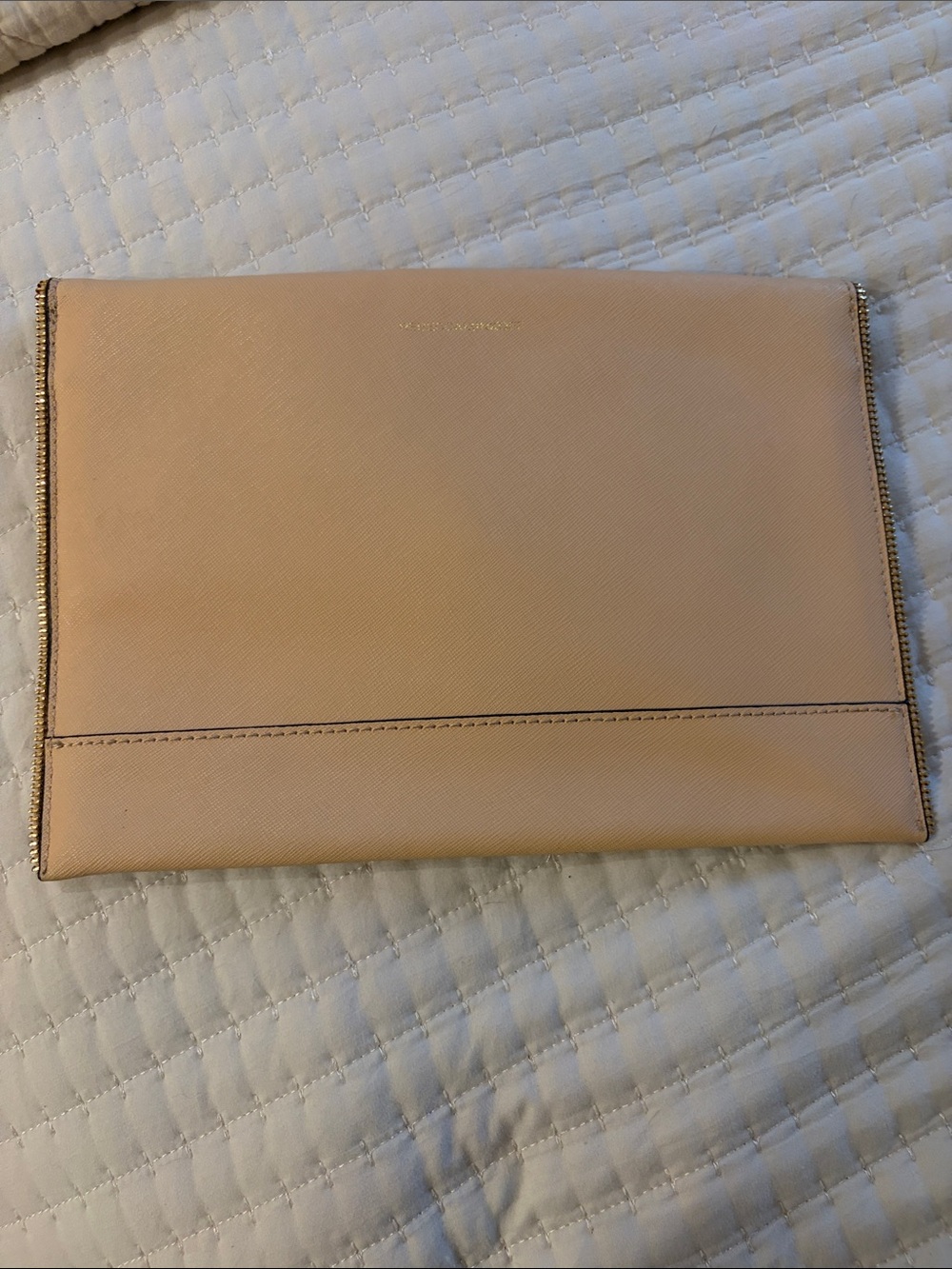 Rebecca Minkoff Leo Envelope Clutch Bag In Tan Leather Zipper Detailing - Picture 2 of 9